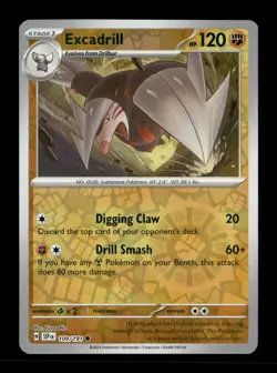 Excadrill Reverse Holo Common SV08: Surging Sparks 109/191 NM Pokemon NM - Image 1