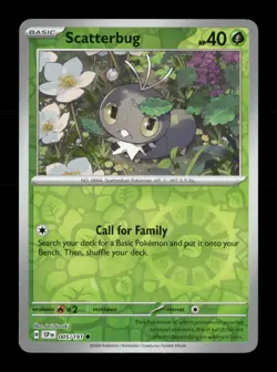 Scatterbug Reverse Holo Common SV08: Surging Sparks 005/191 NM Pokemon NM - Image 1