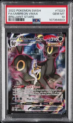 2022 POKEMON SWORD & SHIELD BRILLIANT STARS #TG23 FULL ART/UMBREON VMAX PSA 10 - Image 1
