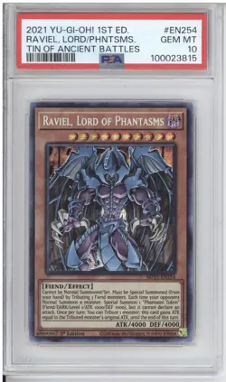 2021 PSA 10 YUGIOH MP21 1ST ED SECRET RARE RAVIEL LORD OF PHANTASMS - Image 1