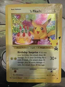 Birthday Pikachu Textured Holo 24 Celebrations Classic Collection Pokemon Card - Image 1