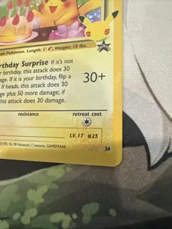Birthday Pikachu Textured Holo 24 Celebrations Classic Collection Pokemon Card - Image 4