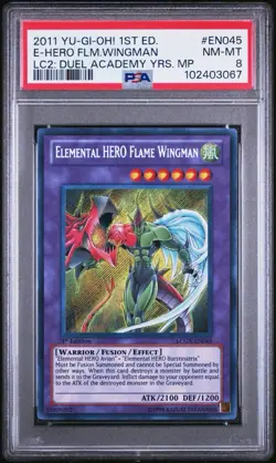 Yu-Gi-Oh! Elemental Hero Flame Wingman EN035 1st Edition PSA 8 Graded Card UK - Image 1
