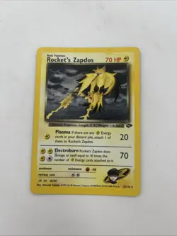 Rocket's Zapdos 15/132 Gym Challenge 2000 SWIRL Holo Rare WOTC Pokemon Card - Image 1