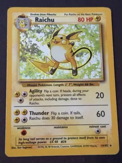 Pokemon TCG Raichu Holo Rare Card Base Set, 14/102, LP/MP Condition - Image 1