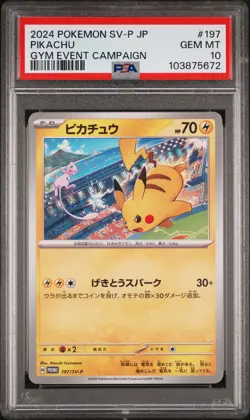 2024 POKEMON JAPANESE SV-P PROMO GYM EVENT CAMPAIGN #197 PIKACHU PSA 10 - Image 1
