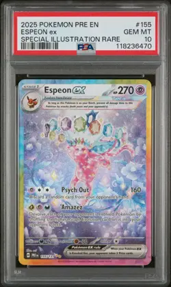 2025 Pokemon Prismatic Evolutions PRE Espeon EX #155/131 SIR PSA 10 Gem Mint - Image 1