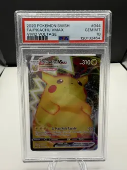 2020 Pokemon Vivid Voltage Pikachu VMAX Full Art 044/185 44/185 PSA 10 - Image 1