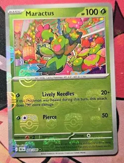 2025 Pokemon SV Black Bolt Maractus Reverse Holo Master Ball #008/086 - Image 1
