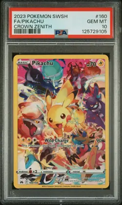 2023 POKEMON SWORD & SHIELD CROWN ZENITH #160 FULL ART/PIKACHU PSA 10 - Image 1