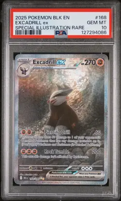 2025 POKEMON BLK EN-BLACK BOLT 168 EXCADRILL ex SPECIAL ILLUSTRATION RARE PSA 10 - Image 1