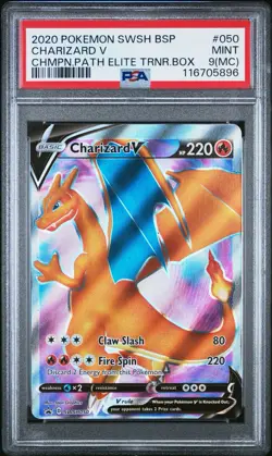 PSA 9(MC) 2020 Pokemon SWSH BSP Charizard V Elite Trainer Box #050 Mint Miscut - Image 1