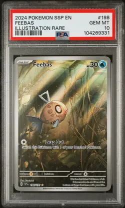 2024 POKEMON SSP EN-SURGING SPARKS ILLUSTRATION RARE #198 FEEBAS PSA 10 - Image 1