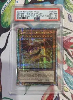 Yugioh Slifer the Sky Dragon RA03-EN244 1st QCR PSA 10 STAMPED 25th Anniversary - Image 1