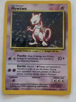 Pokemon TCG Mewtwo Base Set 10/102 Holo Rare Card - Image 1