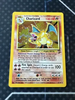 Pokemon TCG Charizard Base Set 2 Holo Rare Card 4/130 WOTC SWIRL - Image 1