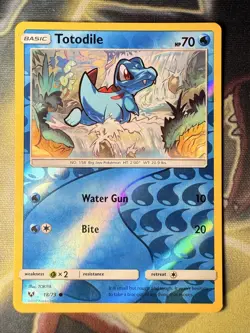 VINTAGE Pokemon TCG Totodile 18/73 Shining Legends Reverse Holo Card - LP - Image 1