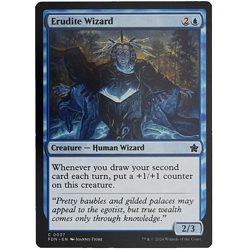 x1 Foil Erudite Wizard FDN MTG M/NM Blue Common Creature Human Wizard CCG TCG - Image 1
