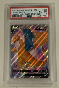 2020 Pokemon SWSH BSP Charizard V Champions Path ETB Promo #050 PSA 8 - Image 1