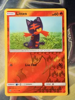 Pokemon TCG Litten 15/73 Shining Legends Common Reverse Holo - Image 1