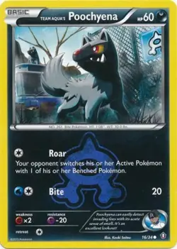 Lightly Played Team Aqua's Poochyena - 16/34 - Common - Reverse Holo Pokemon Dou - Image 1