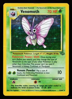 Venomoth 13/64 Holo Rare Jungle Pokemon Card - Image 1
