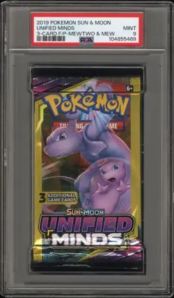 2019 POKEMON INT'L SUN & MOON UNIFIED MINDS 3-CARD FOIL PACK PSA 9 POP 4 - Image 1