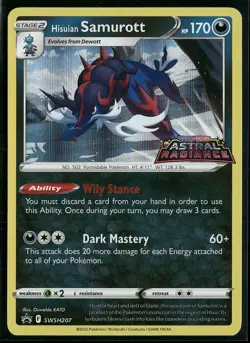 Hisuian Samurott SWSH207 Pre-Release Stamped Black Star Promo Pokemon Card NM - Image 1