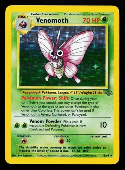 Venomoth 13/64 Holo Rare Jungle Pokemon Card - Image 1