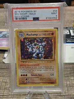 2016 Pokemon XY Evolutions # 59 Machamp Holo PSA 9 Card MINT! - Image 1