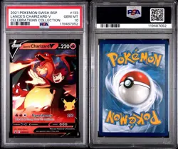 PSA 10 GEM MINT 2021 Pokemon Celebrations Lance’s Charizard V Promo Card SWSH133 - Image 3