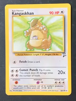 Kangaskhan 26/130 Base set 2 non holo rare Vintage WOTC Pokemon Card - Image 1