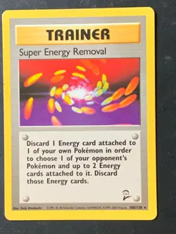 super energy removal 108/130 Base set 2 non holo rare Vintage WOTC Pokemon Card - Image 1
