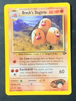 Brocks Dugtrio 22/132 Gym Challenge non holo rare Vintage WOTC Pokemon Card - Image 1