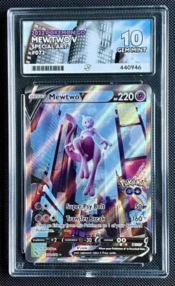 Pokemon TCG Mewtwo v Full Art Ace 10 Pokemon Go Card 072/078 - Image 1