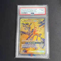 2021 POKEMON SUN MOON BLACK STAR PROMO #SM248 FULL ART PIKACHU & ZEKROM GX PSA 9 - Image 3