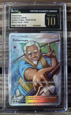 Pokemon CGC10 PRISTINE Fisherman Full Art 2019 SV83/SV94 Hidden Fates English - Image 1