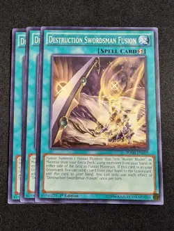 Yugioh - 3x Destruction Swordsman Fusion BOSH-EN059 1st Edition Common NM - Image 1