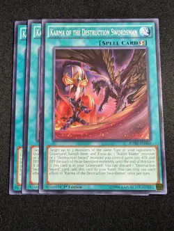 Yugioh - 3x Karma of the Destruction Swordsman BOSH-EN06 1st Edition Common NM - Image 1
