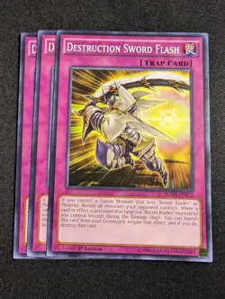 Yugioh - 3x Destruction Sword Flash BOSH-EN072 1st Edition Common NM - Image 1