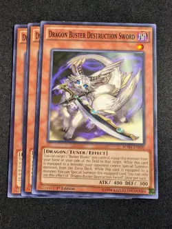 Yugioh - 3x Dragon Buster Destruction Sword BOSH-EN020 1st Edition Common NM - Image 1