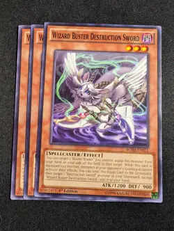 Yugioh - 3x Wizard Buster Destruction Sword BOSH-EN021 1st Edition Common NM - Image 1