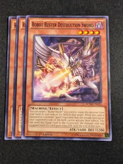 Yugioh - 3x Robot Buster Destruction Sword BOSH EN022 1st Edition Common NM - Image 1