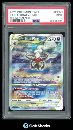 2023 POKEMON CROWN ZENITH #GG50/GG70 DARKRAI VSTAR FA GALARIAN GALLERY PSA 9 - Image 1