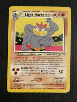 Pokemon TCG Light Machamp Neo Destiny Card 25/105 Unlimited Rare - MP - Image 1