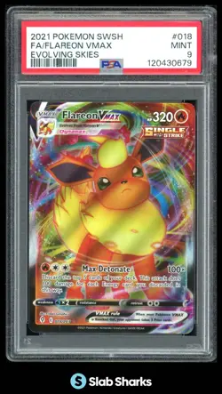 2021 POKEMON SWORD & SHIELD EVOLVING SKIES #018/203 FLAREON VMAX FULL ART PSA 9 - Image 1