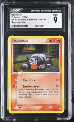 CGC 9 Houndour EX Team Rocket Returns 59/109 Reverse Holo Stamped Pokemon Card - Image 1