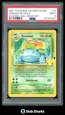 2021 POKEMON CELEBRATIONS #15/102 VENUSAUR HOLO CLASSIC COLLEC BASE SET PSA 9 - Image 1