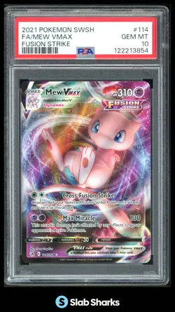 2021 POKEMON SWORD & SHIELD FUSION STRIKE #114/264 MEW VMAX FULL ART PSA 10 - Image 1