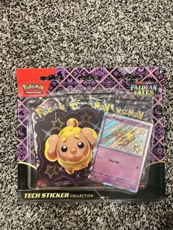 Pokemon Paldean Fates Tech Sticker Collection 3 Booster Pack Blister- Fidough - Image 1